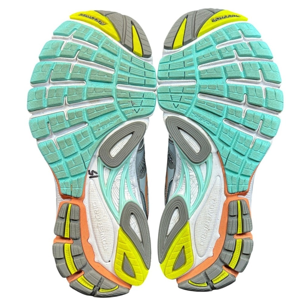 Saucony Guide 7 PowerGrid Women's Running Shoes Size 7 Gray Orange Teal - Picture 5 of 9